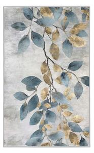 Világoskék-aranyszínű mosható szőnyeg 80x150 cm Golden Leaves – Mila Home