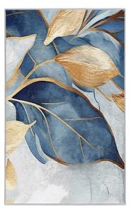 Kék-aranyszínű mosható szőnyeg 80x150 cm Golden Leaves – Mila Home