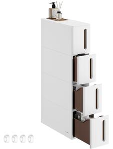 Keskeny gurulós tárolószekrény, 4 fiókkal, 40 L, 17,3 x 45,2 x 84 cm, felhőfehér