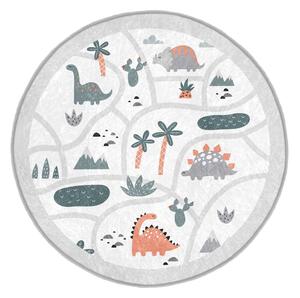 Világosszürke mosható gyerek játszószőnyeg ø80 cm Dino Park – Mila Home