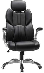 SONGMICS STEVON ergonomikus irodai és gamer forgószék, állítható fejtámlával, felhajtható karfákkal, max. 150 kg, fekete