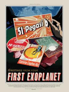 Festmény reprodukció Greetings from your first Exoplanet (Retro Intergalactic Space Travel) NASA, (30 x 40 cm)
