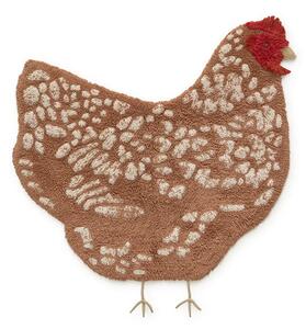 Barna mosható kézi szövésű pamut gyerek szőnyeg 110x100 cm Chicken – Lorena Canals