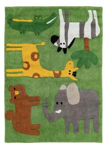 Zöld mosható pamut gyerek szőnyeg 100x135 cm Animals – Ixia