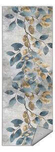 Világoskék-aranyszínű mosható futószőnyeg 80x200 cm Golden Leaves – Mila Home