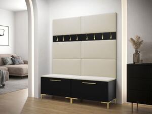Előszoba garnitúra Nomal II, 196x168x46cm, Fekete, Kárpit, Laminált forgácslap