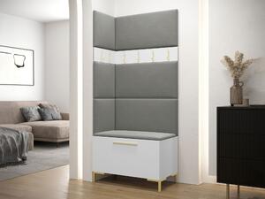 Előszoba garnitúra Nomal IV, 196x84x46cm, Fehér, Kárpit, Laminált forgácslap