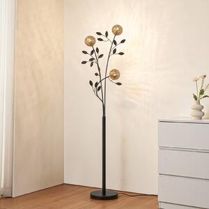 Lucande Evory állólámpa, 160 cm, 3 lámpás, fekete/arany, G9, Fekete, Nappali / Étkező, fém, Firenzei