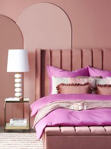 Rózsaszín bársony franciaágy ládával 180 x 200 cm NOYERS