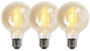 3 db E27-es szabályozható LED izzó G95 arany 5W 450lm 2200K készlet