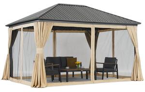 Sardinia 3x4 fém pavilon függönnyel és szúnyoghálóval Garden Point bézs színű