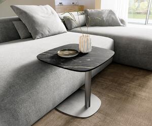 DELIFE Dohányzóasztal Edge hajóformájú 50x50 cm Laminam® kerámia Noir Desir barna Eleny rozsdamentes acél szálcsiszolt