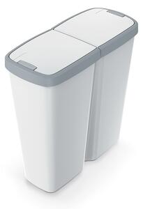 Hulladékgyűjtő Prosperplast COMPACTA Q DUO, 50 l hamu színben, világosszürke fedéllel