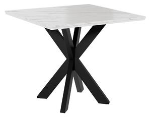 Asztal Goodyear 137, 74x90cm, Fehér márvány, Fekete