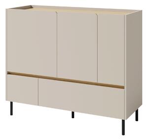 Komód Fiosono 107, Laminált forgácslap, 105x120x40cm, Világos tölgy, Bézs