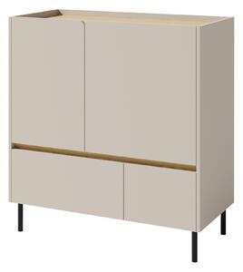 Komód Fiosono 108, Laminált forgácslap, 105x95x40cm, Világos tölgy, Bézs