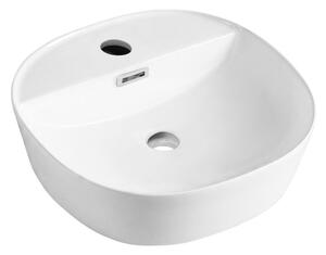 Mereo, Mereo Pultra helyezhető mosdó túlfolyóval, Lota, 400x400x150 mm, négyzet alakú, kerámia, MER-UC404015S