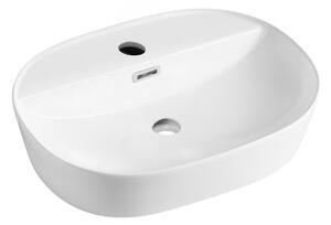 Mereo, Mereo Pultra helyezhető mosdó túlfolyóval, Lota, 500x380x150 mm, ovális, kerámia, MER-UC503815