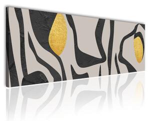 120x50 cm Arany fekete absztrakt zebra mintázat vászonkép