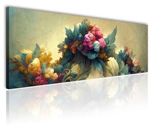 120x50 cm Festői virág koszorú vászonkép