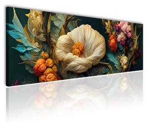 120x50 cm Pompás színes absztrakt virág vászonkép