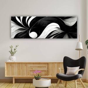 120x50 cm Fekete fehér absztrakt virág vászonkép