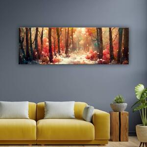 120x50 cm Őszi festett erdő vászonkép