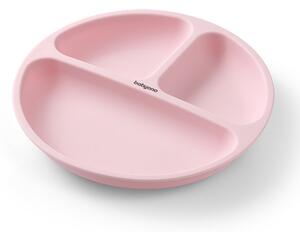 BabyOno szilikon osztott tányér tapadókoronggal 6m+ rózsaszín