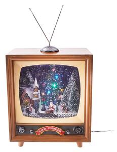 SANTA TV zenélő és világító dekoráció, retro televízió 51 cm