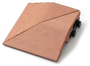 WPC DIY padlóburkolat sarok záróelem, szegély 7.5x7.5cm, faerezet mintás, rozsdavörös