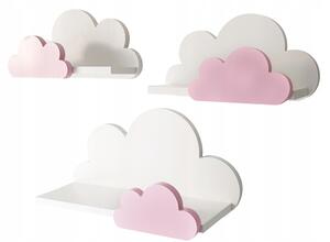 Polckészlet gyerekszobába Cloudy 3x Szín: rózsaszín