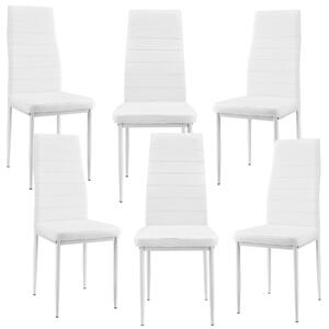 Étkezőszék párnázott műbőr szék Graz 6 darabos szett 96 x 43 cm fehér