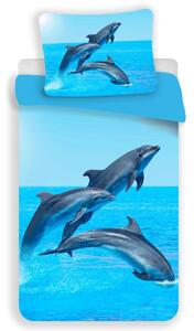 Jerry Fabrics Mikroszálas ágynemű - Delfin mintával - Delfinek | 140 x 200 cm / 70 x 90 cm