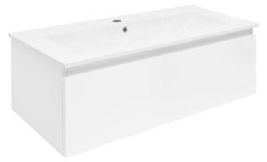 Fürdőszobaszekrény mosdókagylóval SAT B-Way 99x30x45 cm fehér fényes BWAY100WU4