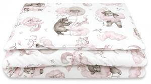 Baby Shop 2 részes babaágynemű - Felhőn alvó állatok rózsaszín