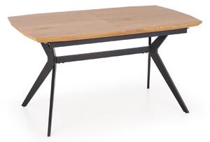 Asztal Houston 1661, Arany tölgy, Fekete, 76x90x140cm, Hosszabbíthatóság, Közepes sűrűségű farostlemez, Fém
