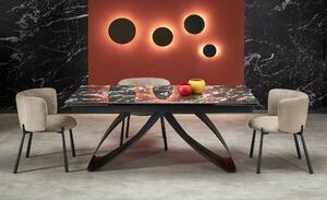 Asztal Houston 1663, Fekete, Fekete márvány, 75x90x180cm, Hosszabbíthatóság, Kő, Fém