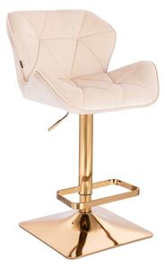 HR111KW Krémszínű modern velúr szék arany lábbal