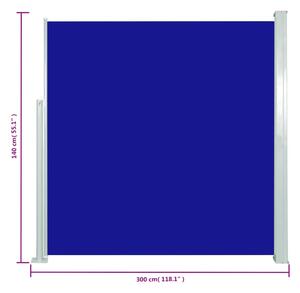 VidaXL kék kihúzható oldalsó terasz-napellenző 140 x 300 cm