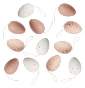 EASTER dekor tojás, fehér-natúr 12db 6 cm