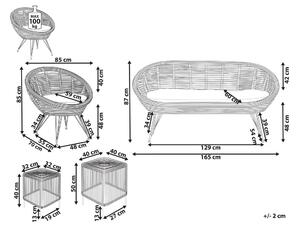 Háromszemélyes natúr rattan ülőgarnitúra kisasztalokkal MARATEA/CESENATICO