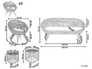 Négyszemélyes natúr rattan ülőgarnitúra kisasztalokkal MARATEA/CESENATICO