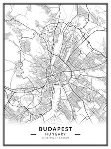 Budapest térkép poszter, falikép - 30 x 40 cm