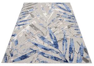 TA Szürke - kék pálmalevél mintás STORMY szőtt szőnyeg Méret: 80x150 cm