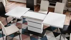 Mazzoni PIANO Fehér matt / Fekete matt - modern 200 cm-ig kihúzható asztal