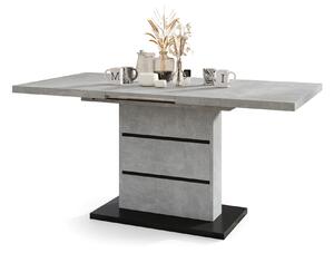 Mazzoni PIANO beton világos művészi (atelier) beton / Fekete matt - modern 200 cm-ig kihúzható asztal
