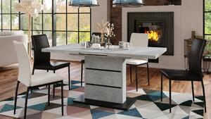 Mazzoni PIANO beton világos művészi (atelier) beton / Fekete matt - modern 200 cm-ig kihúzható asztal