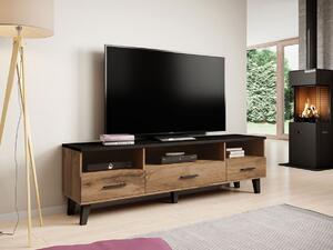 TV-állvány Larfloi 109, Laminált forgácslap, 53x180x40cm, Wotan tölgy, Fekete