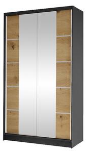 Gardróbszekrény Closico Fractor V, Laminált forgácslap, 200x100x58cm, Artisan tölgy, Fekete