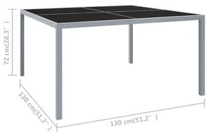 VidaXL szürke acél és üveg kerti asztal 130 x 130 x 72 cm